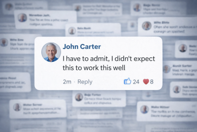 Captura de tela mostrando centenas de comentários positivos nas redes sociais sobre a mistura de mel para Alzheimer