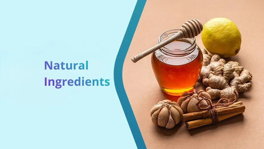 Ingredientes naturais incluindo mel para receita caseira que auxilia na saúde cerebral e sintomas de Alzheimer